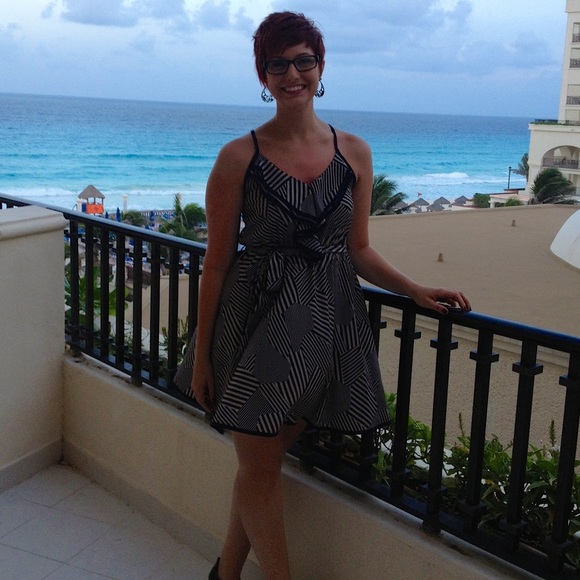 Hello Miss Blue & Tan Stripe Dress - Picture 4 of 4